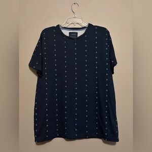 Denim & Flower Ricky Singh Men’s T-Shirt Blue With White Anchors Size XL